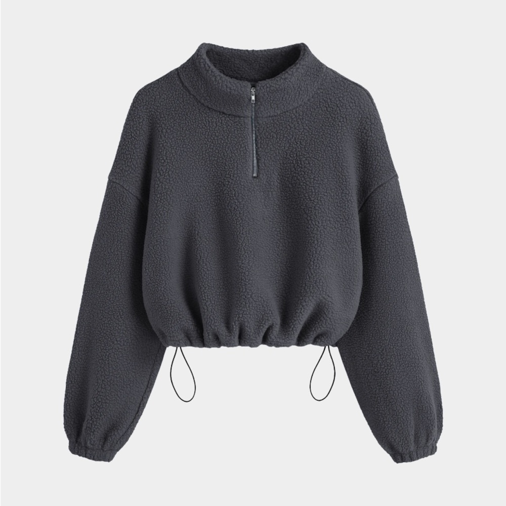 NWT Cider FLEECE MOCK, CROPPED DRAWSTRING PULLOVER
